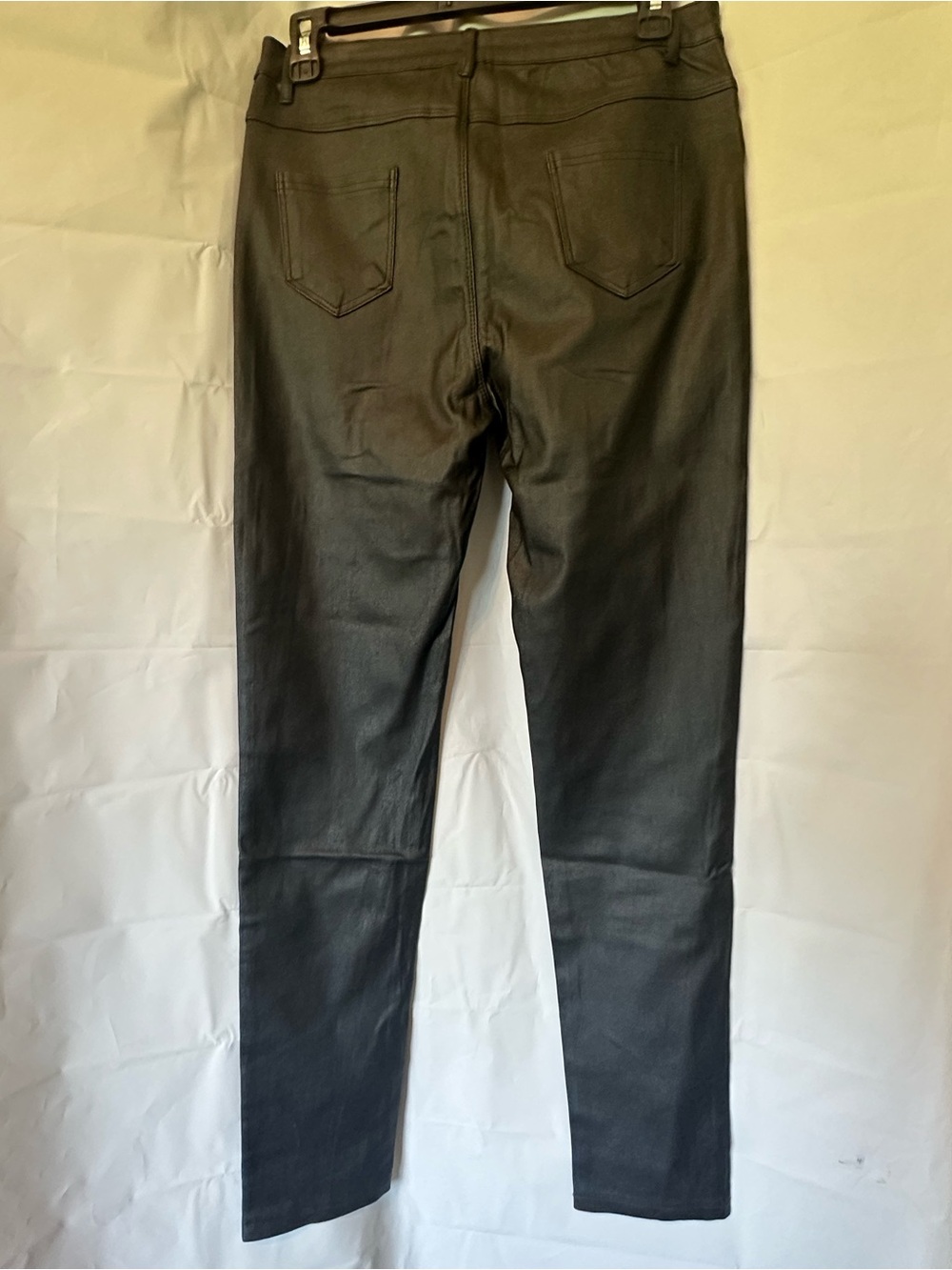 Women’s Black Coated Skinny Pants Faux Leather Look Stretch Size Large